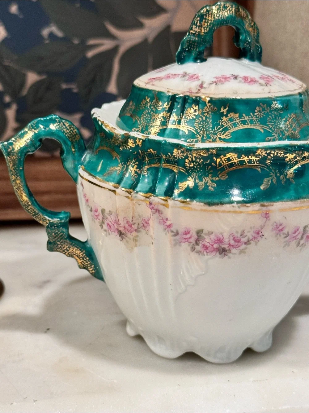 Bavaria / Vintage Hand Painted sugar Bow